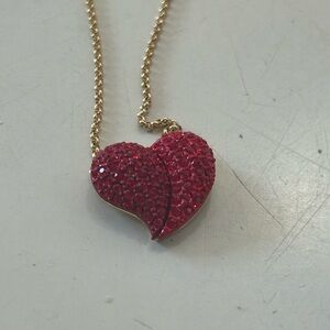 Vibrant Red and Gold Heart Necklace